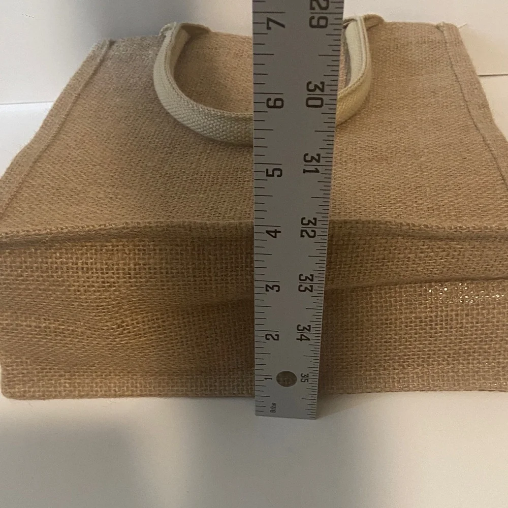 Tan Jute Tote Bag - Picture 3 of 4